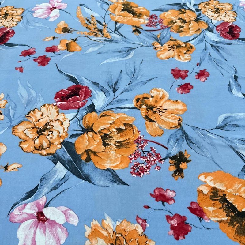 Tecido Liganete Estampada Floral Clássica Peônias • Luema Tecidos