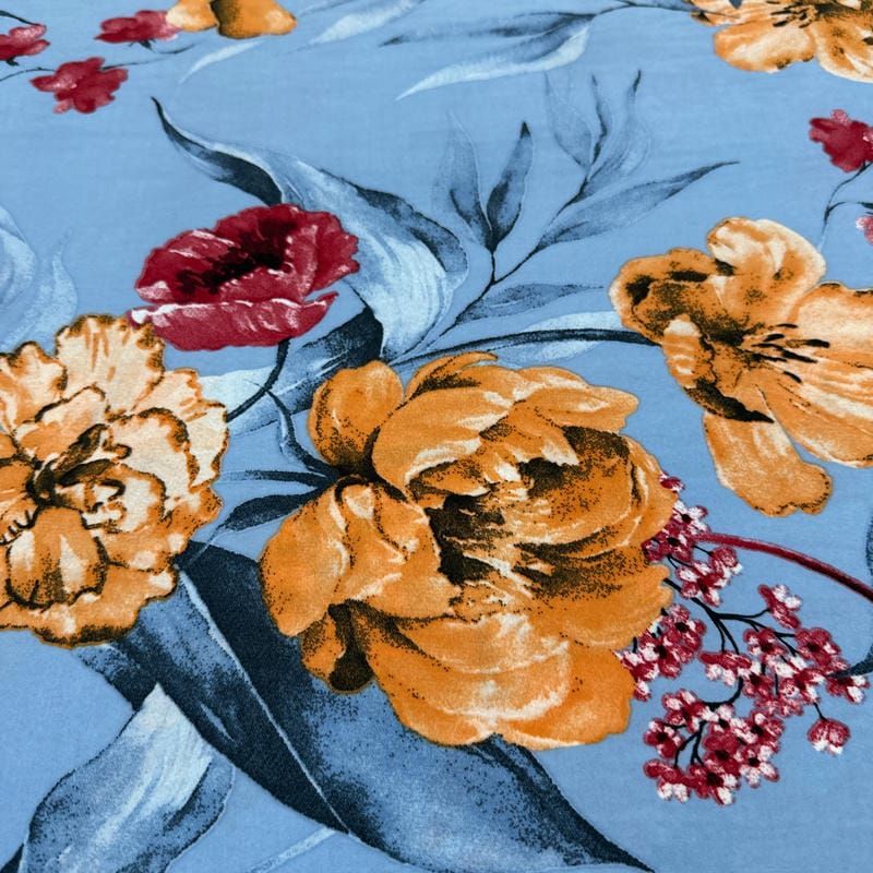 Tecido Liganete Estampada Floral Clássica Peônias • Luema Tecidos