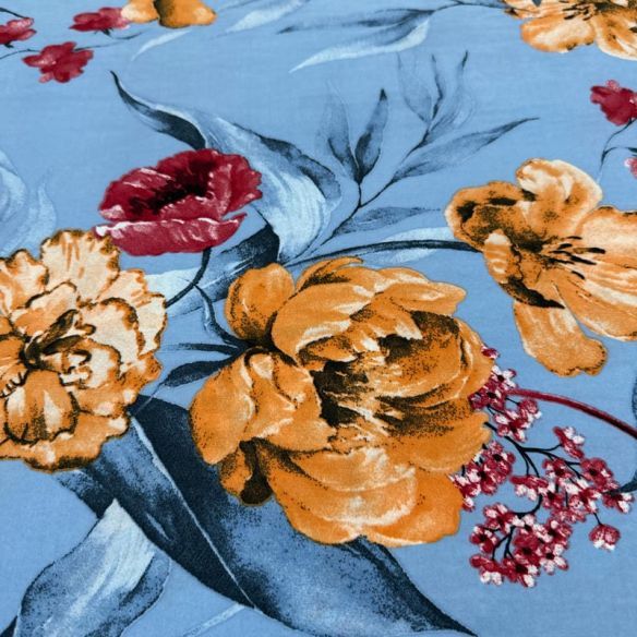 Tecido Liganete Estampada Floral Clássica Peônias • Luema Tecidos