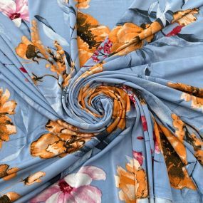 Tecido Liganete Estampada Floral Clássica Peônias • Luema Tecidos