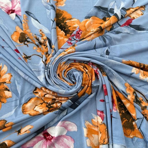 Tecido Liganete Estampada Floral Clássica Peônias • Luema Tecidos