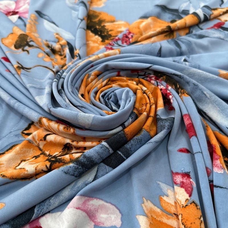 Tecido Liganete Estampada Floral Clássica Peônias • Luema Tecidos