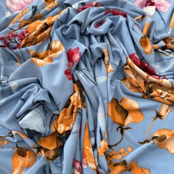 Tecido Liganete Estampada Floral Clássica Peônias • Luema Tecidos