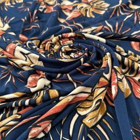 Tecido Liganete Estampada Tropical Abstrata Marinho • Luema Tecidos 2