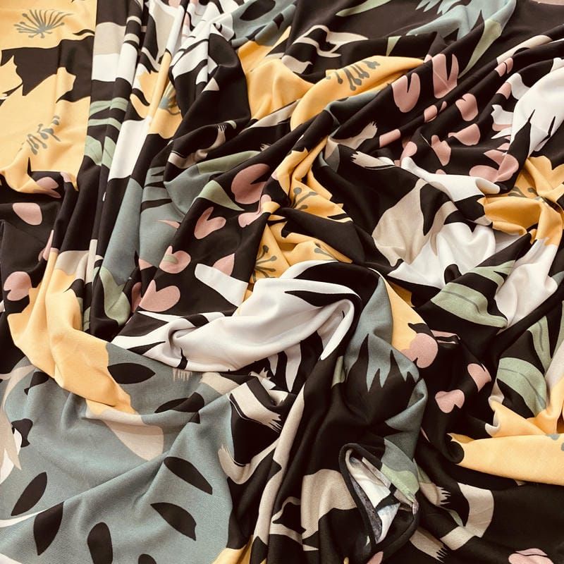 Tecido Liganete Jardim Âmbar Suave • Luema Tecidos