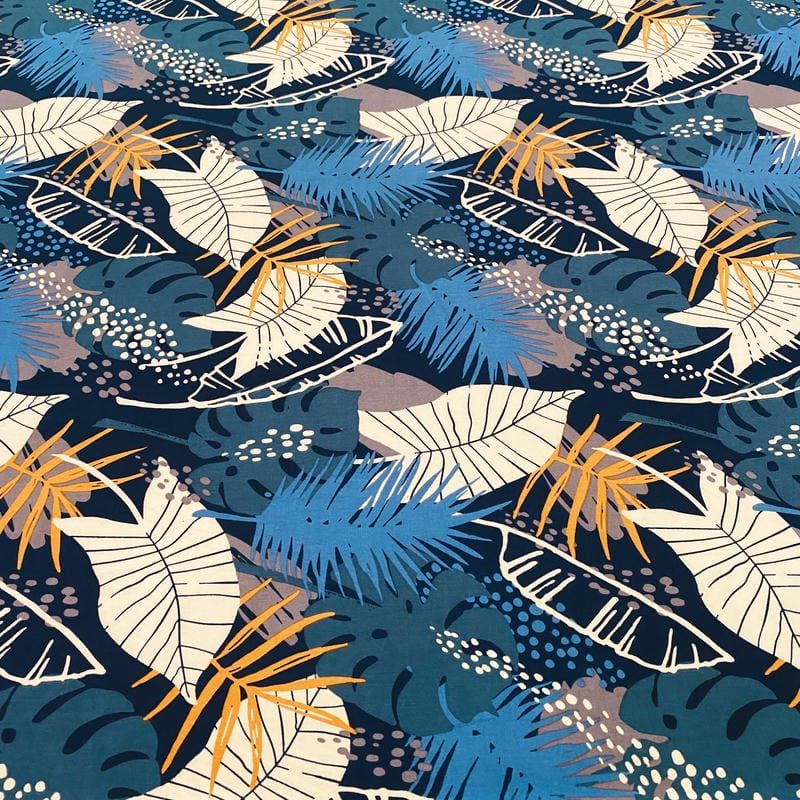 Tecido Liganete Tropical Azul Atlântico • Luema Tecidos
