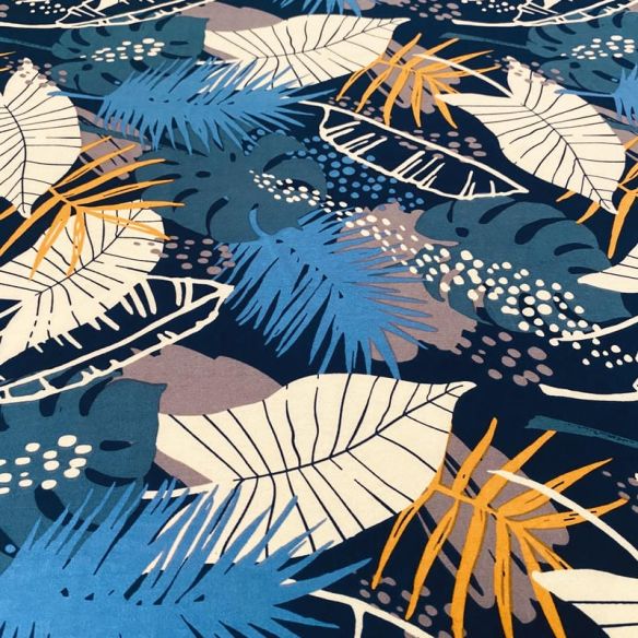 Tecido Liganete Tropical Azul Atlântico • Luema Tecidos