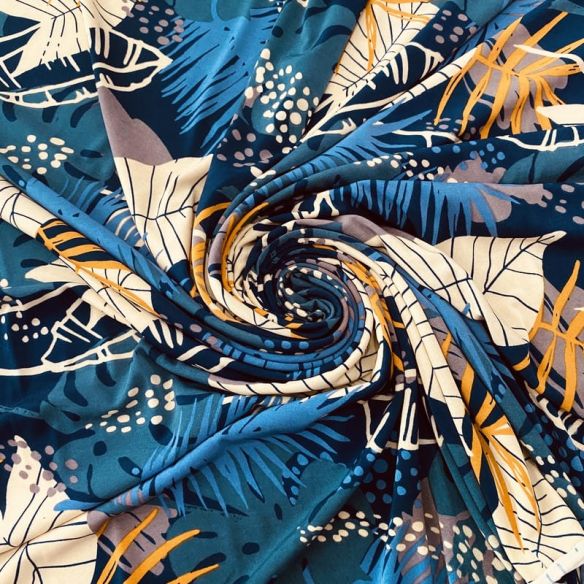 Tecido Liganete Tropical Azul Atlântico • Luema Tecidos