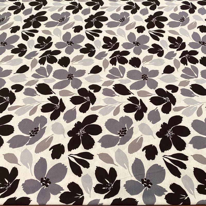 Tecido Liganete Florata Cinza Perolado • Luema Tecidos