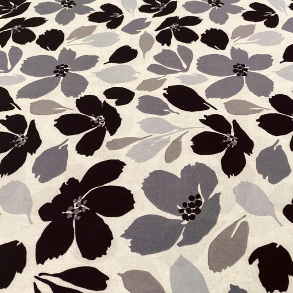 Tecido Liganete Florata Cinza Perolado • Luema Tecidos