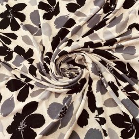 Tecido Liganete Florata Cinza Perolado • Luema Tecidos