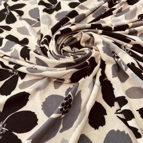 Tecido Liganete Florata Cinza Perolado • Luema Tecidos 2