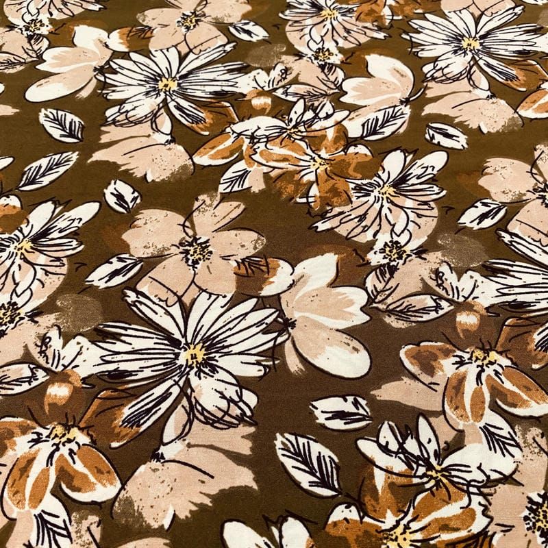 Tecido Liganete Bouquet Terracota Nobre • Luema Tecidos