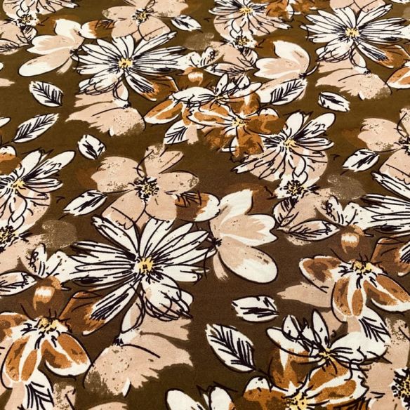 Tecido Liganete Bouquet Terracota Nobre • Luema Tecidos