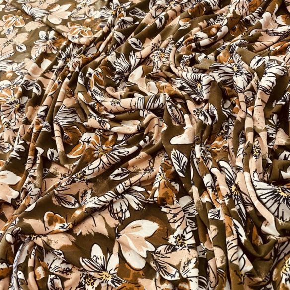 Tecido Liganete Bouquet Terracota Nobre • Luema Tecidos