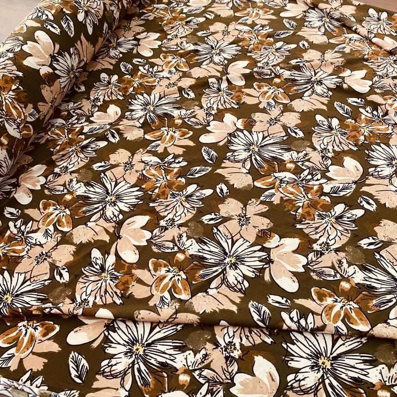 Tecido Liganete Bouquet Terracota Nobre • Luema Tecidos