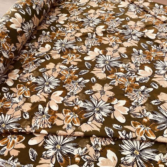 Tecido Liganete Bouquet Terracota Nobre • Luema Tecidos