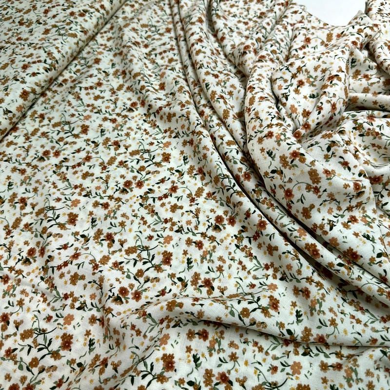 Tecido Viscolinho Estampado Campo Doce Primavera • Luema Tecidos