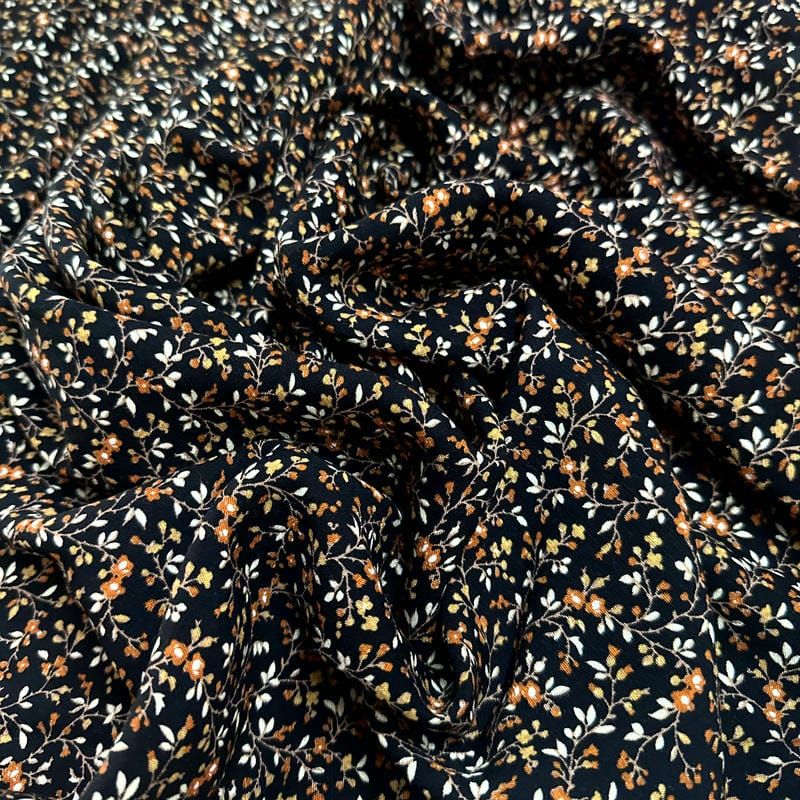 Tecido Viscolinho Estampado Noite Floral Âmbar • Luema Tecidos