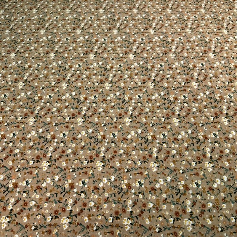 Tecido Viscolinho Estampado Jardim Sereno Areia • Luema Tecidos