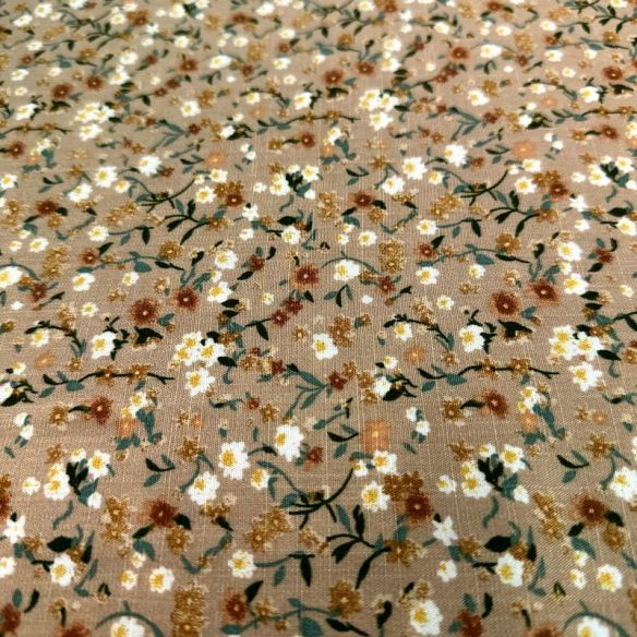 Tecido Viscolinho Estampado Jardim Sereno Areia • Luema Tecidos