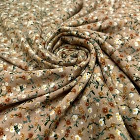 Tecido Viscolinho Estampado Jardim Sereno Areia • Luema Tecidos 2