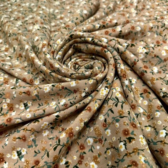 Tecido Viscolinho Estampado Jardim Sereno Areia • Luema Tecidos