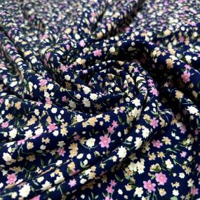 Tecido Viscolinho Estampado Jardim Marinho e Rosé • Luema Tecidos 2