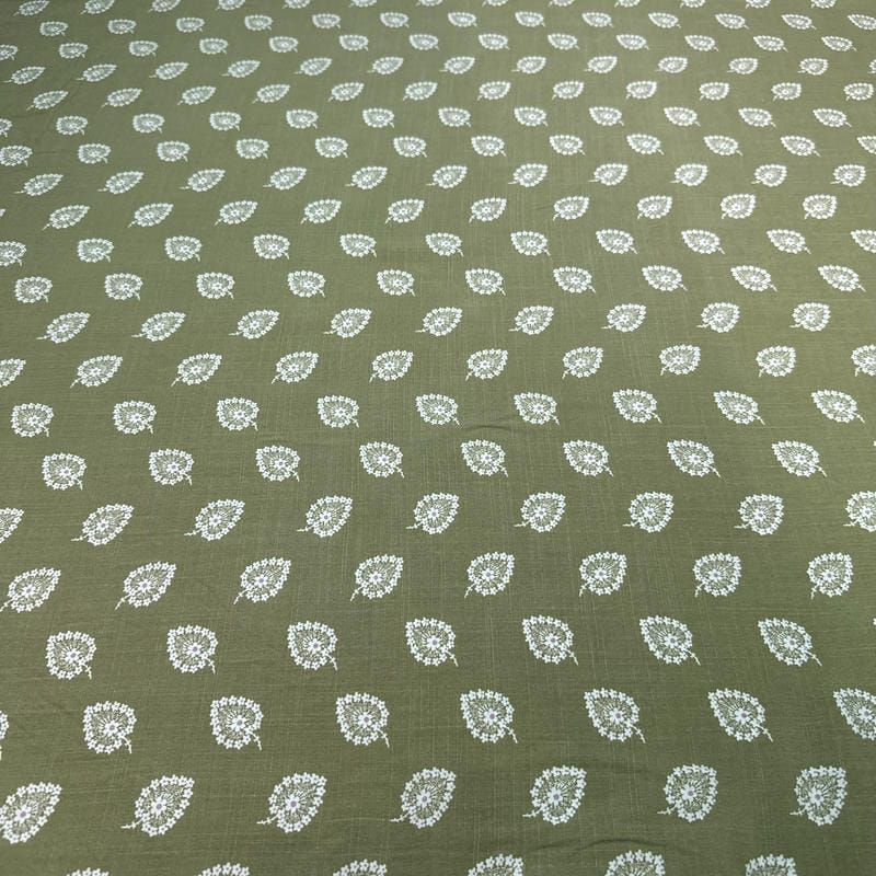 Tecido Viscolinho Estampado Paisley Verde Harmonia • Luema Tecidos