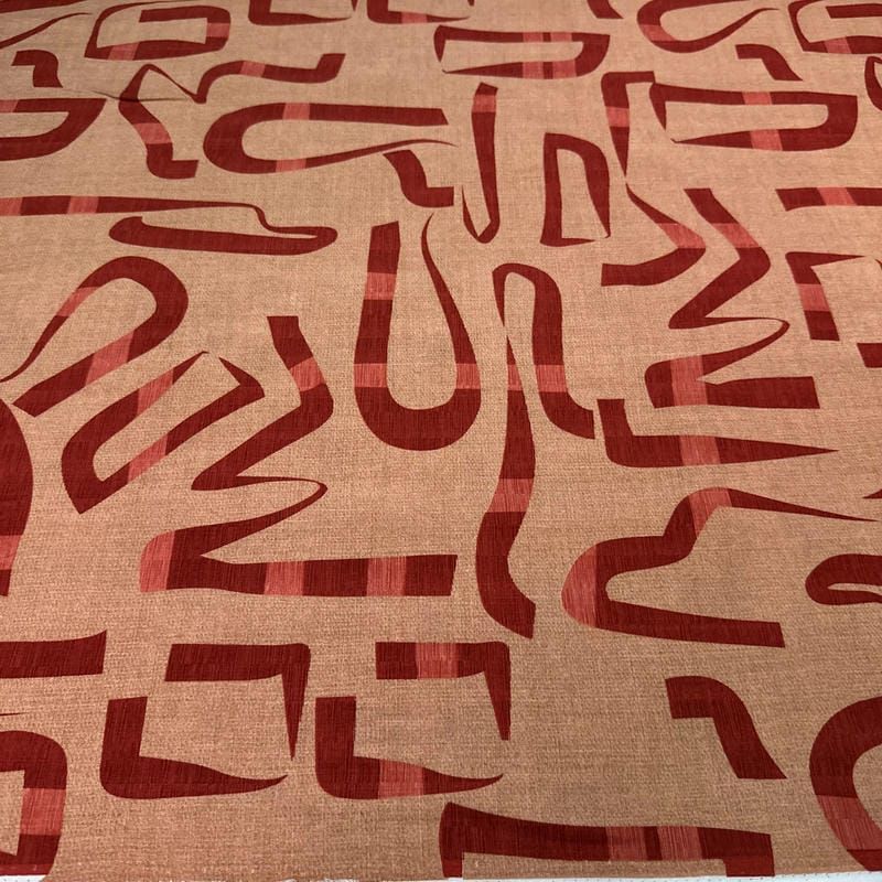 Tecido Viscolinho Estampado Traços Terracota Vivo • Luema Tecidos