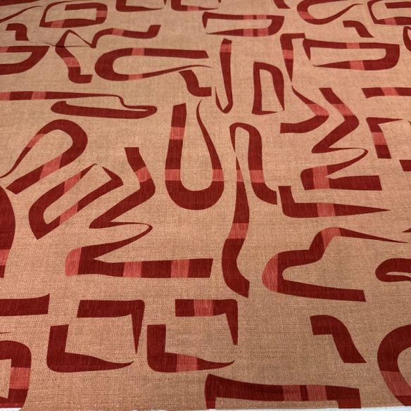 Tecido Viscolinho Estampado Traços Terracota Vivo • Luema Tecidos