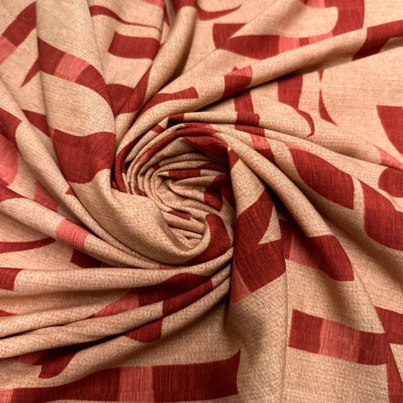 Tecido Viscolinho Estampado Traços Terracota Vivo • Luema Tecidos