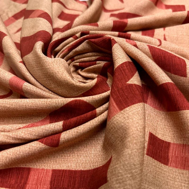 Tecido Viscolinho Estampado Traços Terracota Vivo • Luema Tecidos