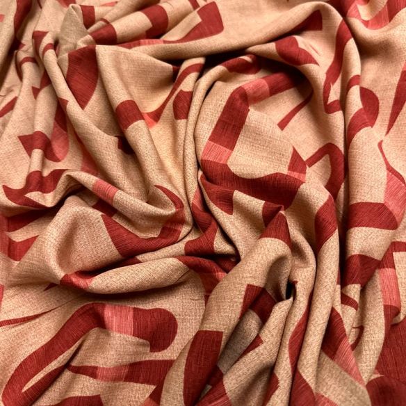 Tecido Viscolinho Estampado Traços Terracota Vivo • Luema Tecidos