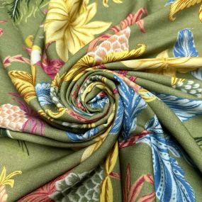 Tecido Viscolinho Estampado Jardim Tropical Imperial • Luema Tecidos