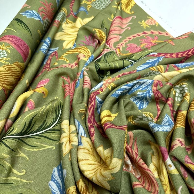 Tecido Viscolinho Estampado Jardim Tropical Imperial • Luema Tecidos