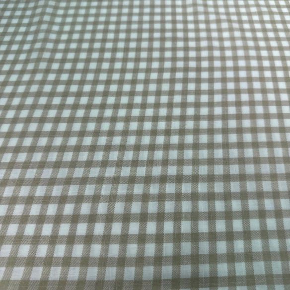 Tecido Viscolinho Estampado Xadrez Bege Natural • Luema Tecidos