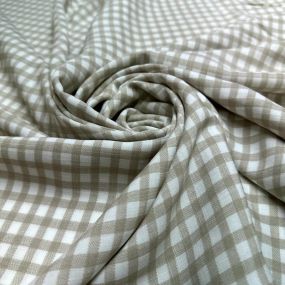 Tecido Viscolinho Estampado Xadrez Bege Natural • Luema Tecidos 2