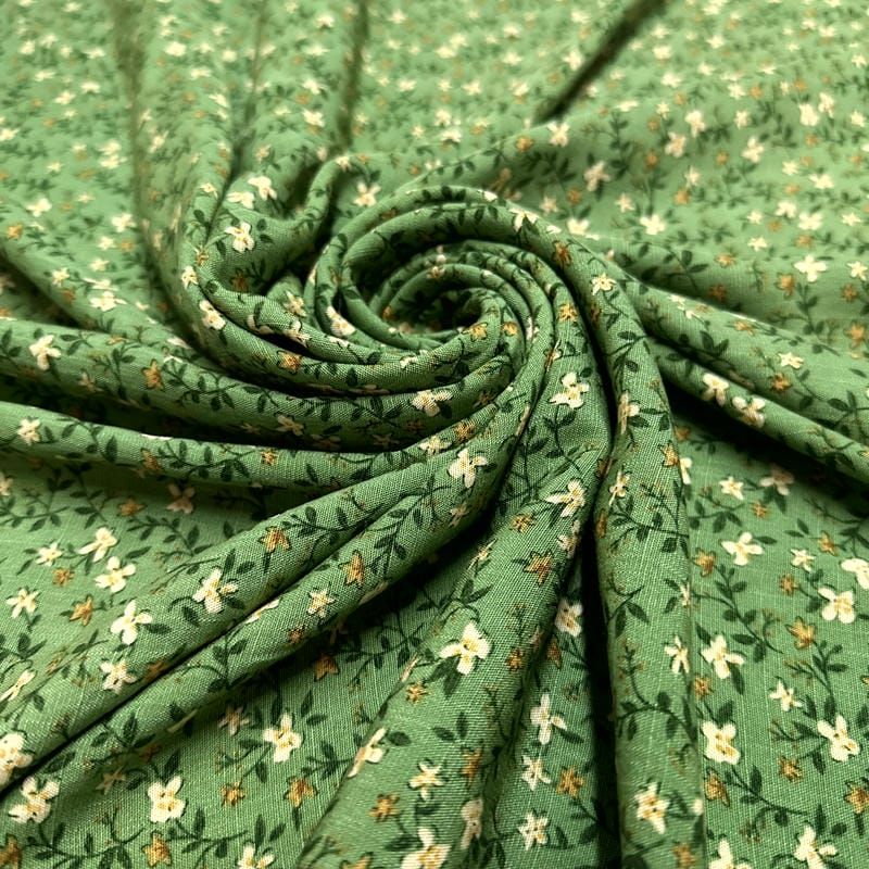 Tecido Viscolinho Estampado Campo Verde Sereno • Luema Tecidos