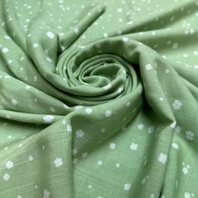 Tecido Viscolinho Estampado Orvalho Verde Claro • Luema Tecidos 2