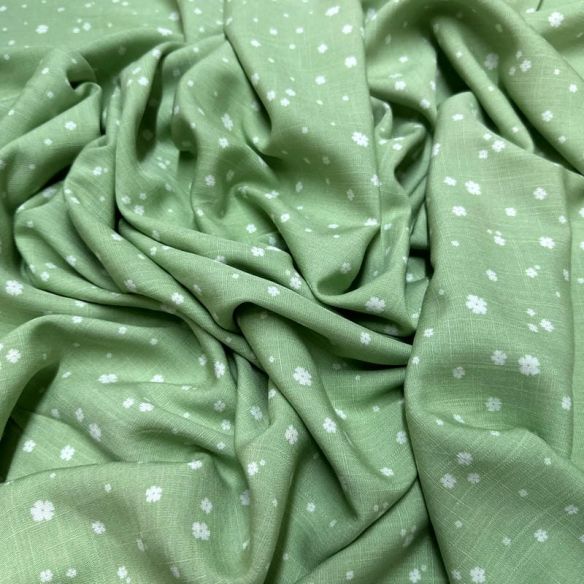 Tecido Viscolinho Estampado Orvalho Verde Claro • Luema Tecidos