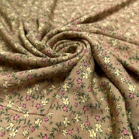 Tecido Viscolinho Estampado Jardim Antigo Rosado • Luema Tecidos 2