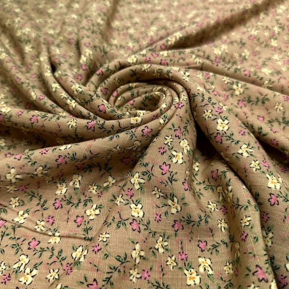 Tecido Viscolinho Estampado Jardim Antigo Rosado • Luema Tecidos