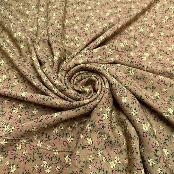 Tecido Viscolinho Estampado Jardim Antigo Rosado • Luema Tecidos