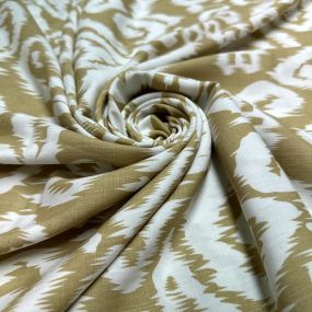 Tecido Viscolinho Estampado Ikat Bege Natural • Luema Tecidos 2