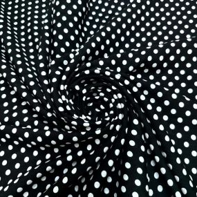 Tecido Viscolinho Estampado Poá Médio P&B • Luema Tecidos