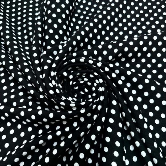 Tecido Viscolinho Estampado Poá Médio P&B • Luema Tecidos