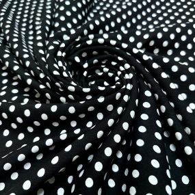 Tecido Viscolinho Estampado Poá Médio P&B • Luema Tecidos 2