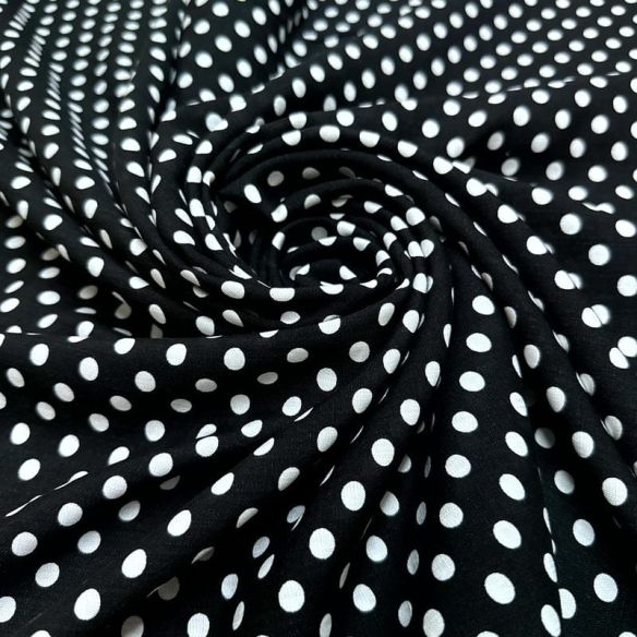 Tecido Viscolinho Estampado Poá Médio P&B • Luema Tecidos