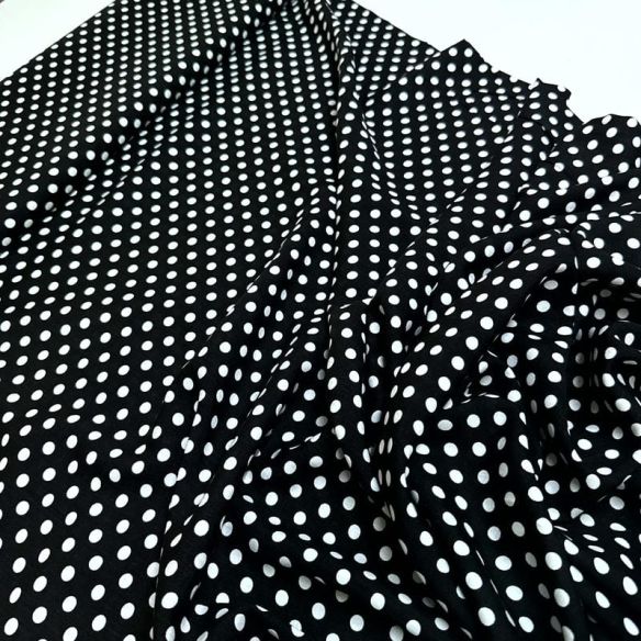 Tecido Viscolinho Estampado Poá Médio P&B • Luema Tecidos